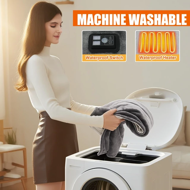 Alt view image 6 of 6 - USB Heated Blanket,Cordless Electric Blanket,Portable Heated Throw Blanket,Machine Washable,3 Heating Levels,Timing Function,Super Cozy Soft Wearable Blanket(Battery not Included