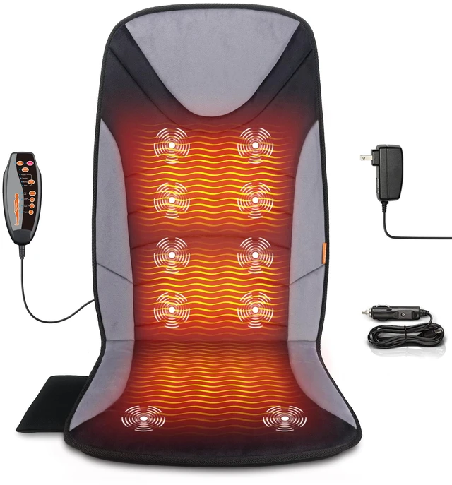 Main image of CARSHION 10 Vibration Motor Back Massager Plush Heat Seat Cushion