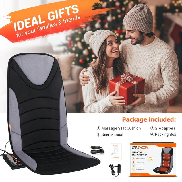 Alt view image 6 of 7 - CARSHION 10 Vibration Motor Back Massager Plush Heat Seat Cushion