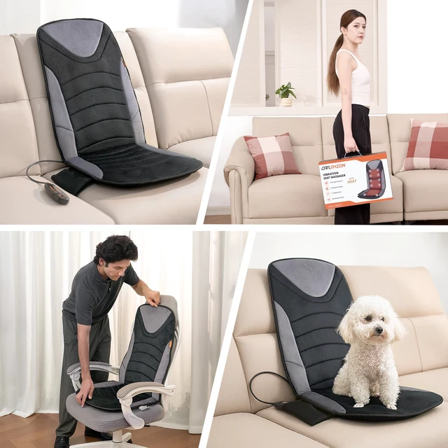 Alt view image 7 of 7 - CARSHION 10 Vibration Motor Back Massager Plush Heat Seat Cushion