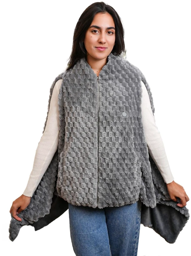 Main image of Portable Heated Blanket heated shawl Dual-Side Fast Heating Tech 3-in-1 Heated Vest, Machine Washable Car & Home Winter Essential Gift - Battery not Include