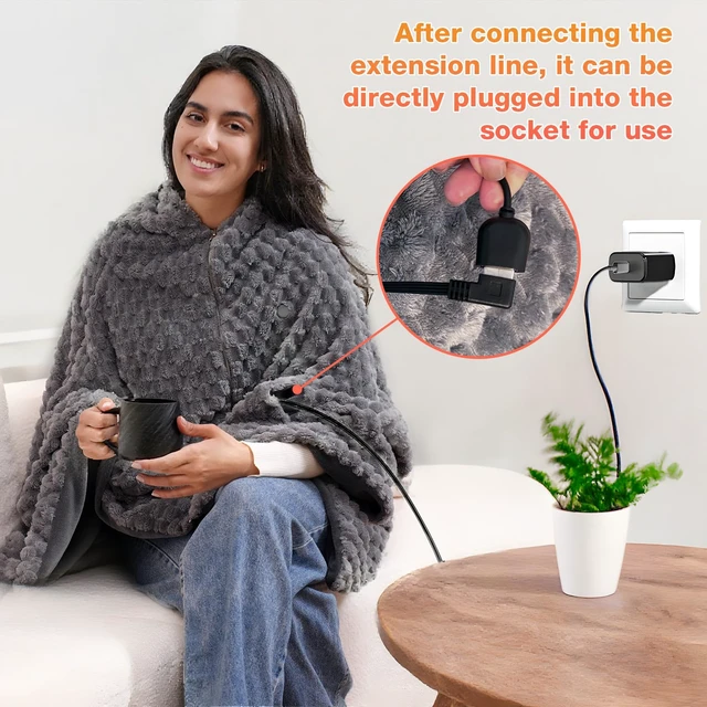 Alt view image 4 of 5 - Portable Heated Blanket heated shawl Dual-Side Fast Heating Tech 3-in-1 Heated Vest, Machine Washable Car & Home Winter Essential Gift - Battery not Include
