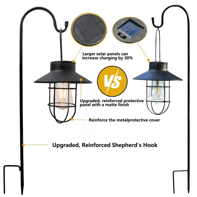 Alt view image 2 of 7 - Solar Lantern with Shepherd's Hook Farmhouse-Style Outdoor Garden Lamps