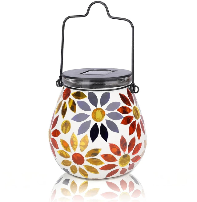 Main image of Afirst Outdoor Solar Lantern Waterproof Mosaic Glass Hanging Garden Light
