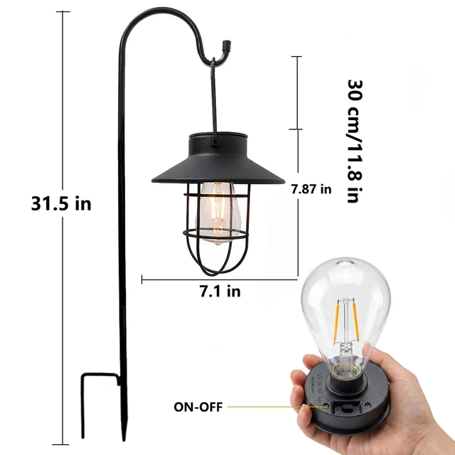 Alt view image 6 of 7 - Solar Lantern with Shepherd's Hook Farmhouse-Style Outdoor Garden Lamps