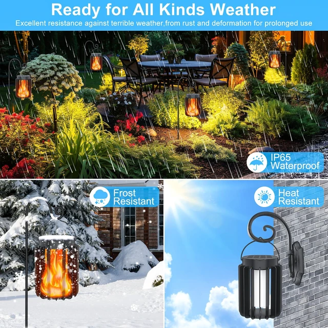 Alt view image 6 of 7 - Solar Lanterns Outdoor Lights 2 Pack, Upgraded Flickering Flames