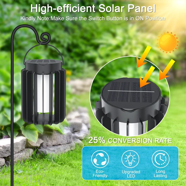 Alt view image 7 of 7 - Solar Lanterns Outdoor Lights 2 Pack, Upgraded Flickering Flames