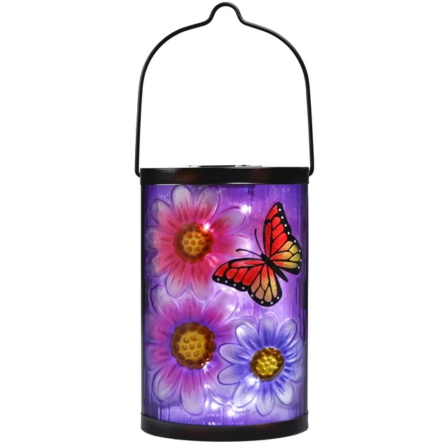 Alt view image 7 of 7 - MUMTOP Butterfly Solar Lantern, Hanging Glass Outdoor Garden Light