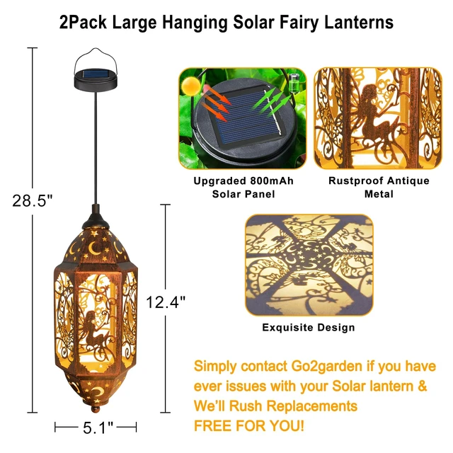 Alt view image 6 of 7 - Go2garden 12.4" Solar Outdoor Lanterns Waterproof Garden Gifts Women, Moon Solar Outdoor Lights for Balcony,Backyard Porch Mothers Day Gifts for Mom, Grandma(2Pack, Red Copper)