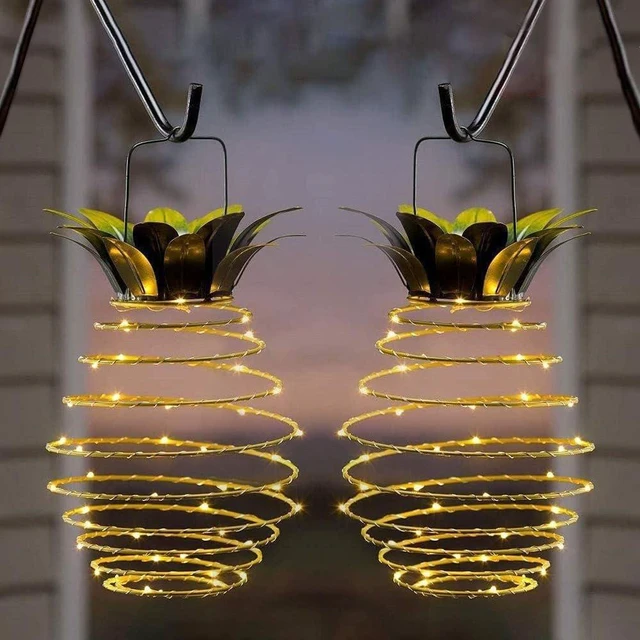 Main image of JHPGEOE 2 Pack Outdoor Solar Hanging Lantern Lights - 60LED Waterproof Solar Pineapple Light Outdoor for Garden,Yard Porch Lawn Backyard Landscape Pathway Patio Outside Gardening