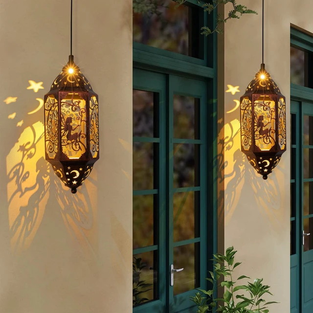 Alt view image 7 of 7 - Go2garden 12.4" Solar Outdoor Lanterns Waterproof Garden Gifts Women, Moon Solar Outdoor Lights for Balcony,Backyard Porch Mothers Day Gifts for Mom, Grandma(2Pack, Red Copper)