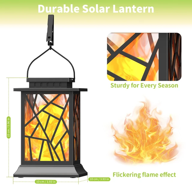 Alt view image 2 of 7 - Solar Lanterns Outdoor Waterproof, Flickering Flame Hanging Solar Lights