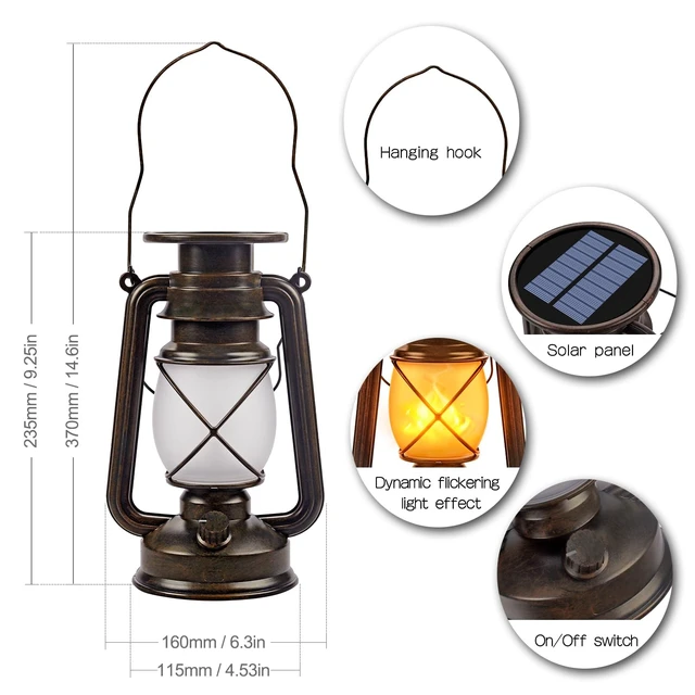 Alt view image 6 of 7 - Marlrin Solar Lanterns Outdoor Waterproof 2 Pack LED Flickering Light