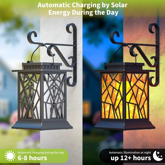 Alt view image 4 of 7 - Solar Lanterns Outdoor Waterproof, Flickering Flame Hanging Solar Lights
