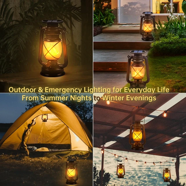 Alt view image 7 of 7 - Marlrin Solar Lanterns Outdoor Waterproof 2 Pack LED Flickering Light