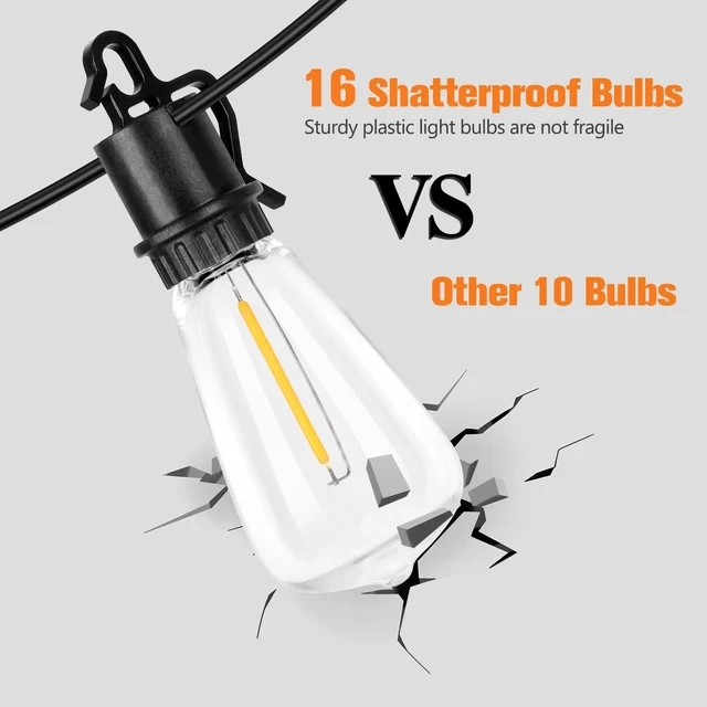 Alt view image 4 of 7 - 100FT Solar String Lights Ourdoor Waterproof,Patio Lights Solar Powered with Remote,ST38 32 Vintage Edison Bulbs,Solar Lights Outdoor Waterproof, Outside Powered Hanging Lights for Patio