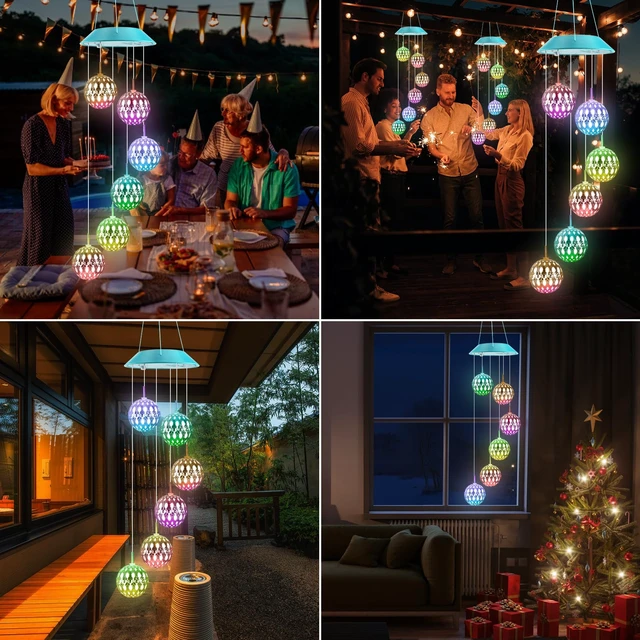 Alt view image 6 of 7 - Solar Wind Chimes Outdoor,Color Changing Moroccan Ball Gift for Mom Grandma