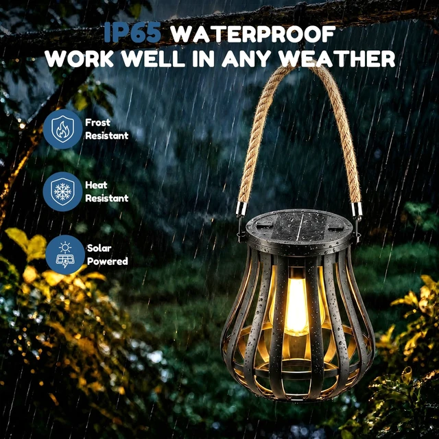Alt view image 5 of 7 - 2 Pack Solar Lanterns Outdoor Waterproof - Hanging Solar Powered Lights, Adjustable Color Temperature Lanterns Lights for Garden Patio Yard Table Wall Pathway Decor, Gifts for Women Mom Family