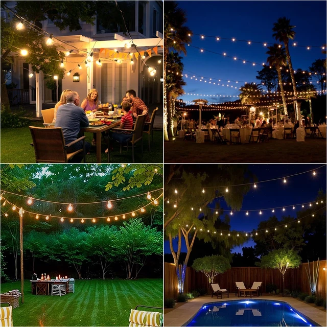 Alt view image 6 of 7 - 100FT Solar String Lights Ourdoor Waterproof,Patio Lights Solar Powered with Remote,ST38 32 Vintage Edison Bulbs,Solar Lights Outdoor Waterproof, Outside Powered Hanging Lights for Patio