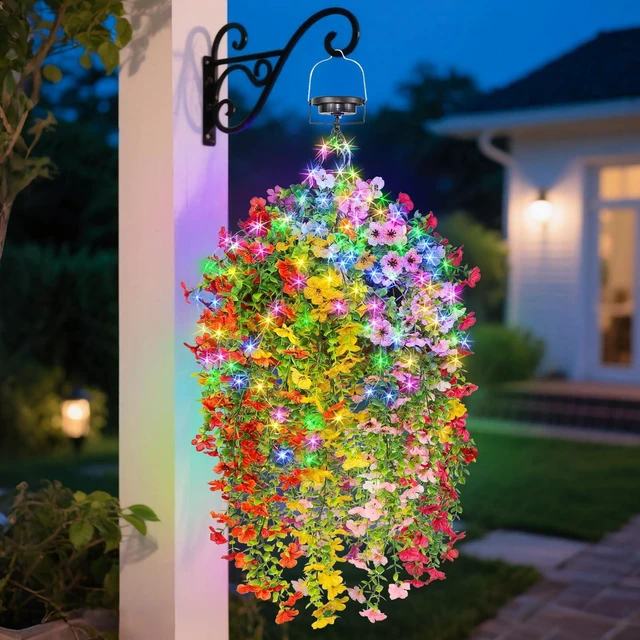 Main image of GOESWELL Solar Hanging Flower Baskets 10 Inch for Outdoor Patio Garden