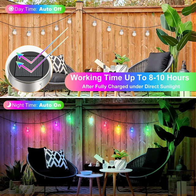 Alt view image 3 of 7 - 12Pack Outdoor Hanging Solar Lights, Cracked Glass Ball Lights, Multicolor