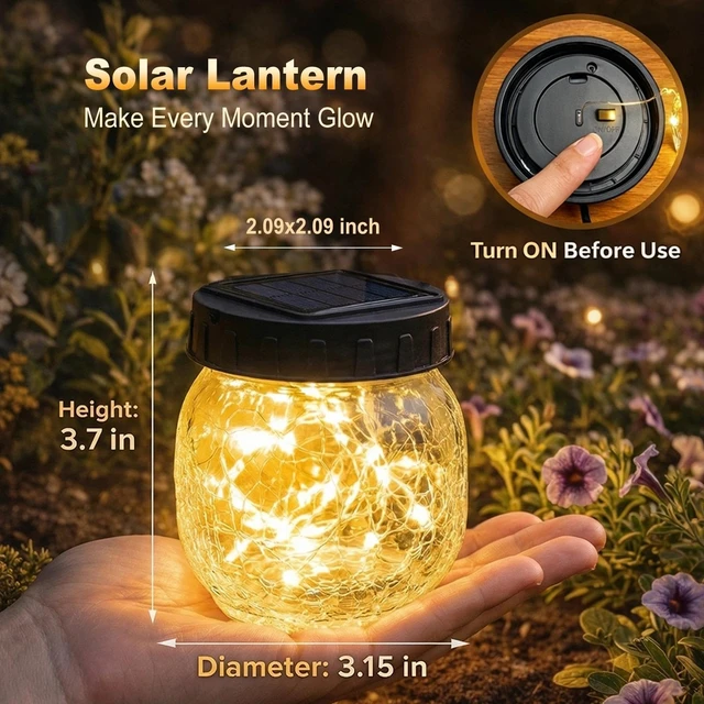 Alt view image 2 of 6 - 12 Pack Solar Hanging Lanterns Outdoor Waterproof, Crackle Glass Solar Globe Lights with Warm White Glow, Garden Decor for Tree, Shepherd Hook, Fence, Patio, Yard, Gifts for Women Mom