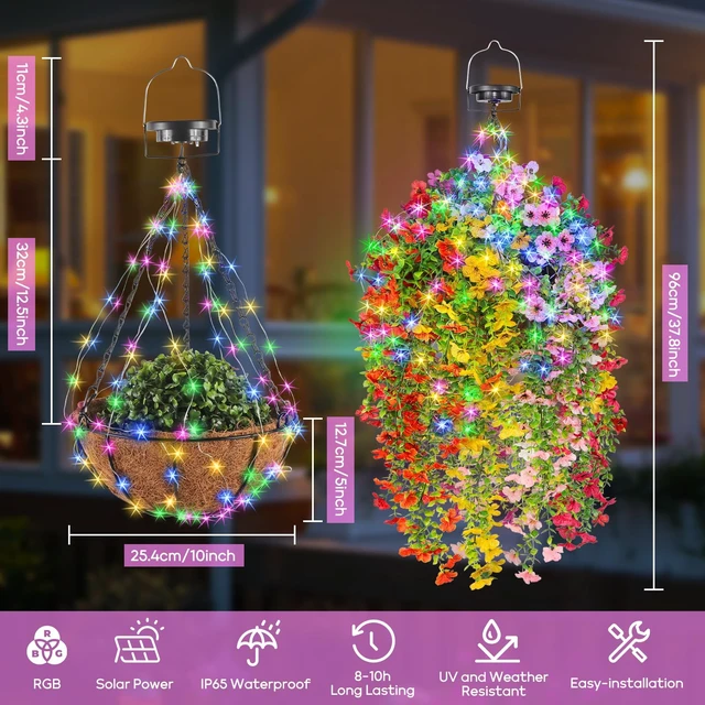 Alt view image 3 of 7 - GOESWELL Solar Hanging Flower Baskets 10 Inch for Outdoor Patio Garden