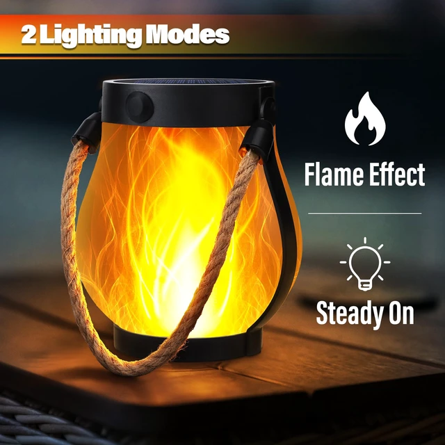 Alt view image 2 of 7 - iBaycon 2 Pack Gen2 Solar Lantern Lights USB Ultra-Real Flame, Warm White