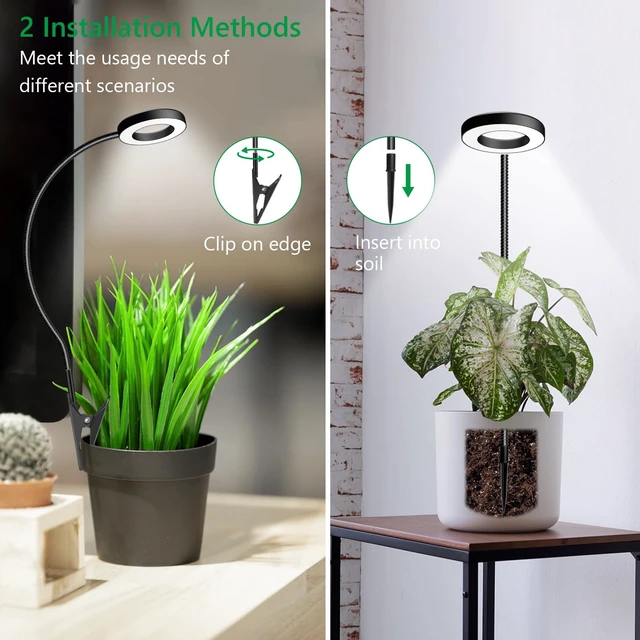 Alt view image 2 of 7 - Plant Light Black 2 Pack, Clip on Grow Lights for Indoor Plants