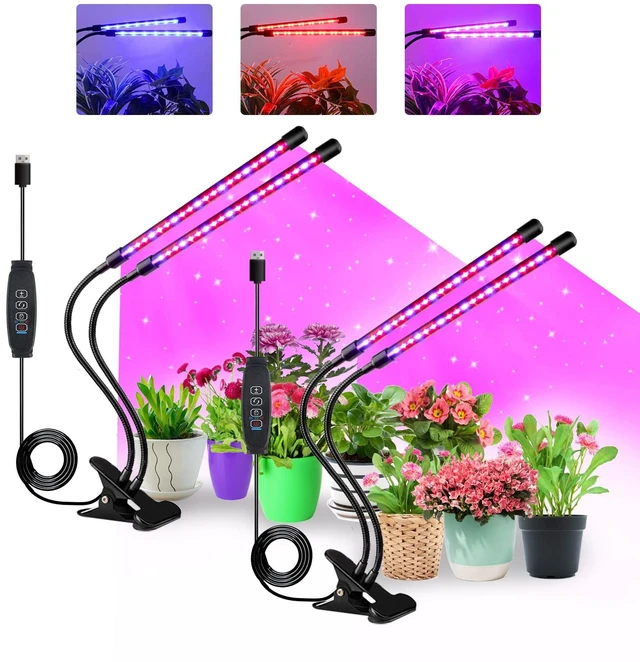 Main image of Grow Lights for Indoor Plants, Full Spectrum Dual-Head Clip Plant Lights