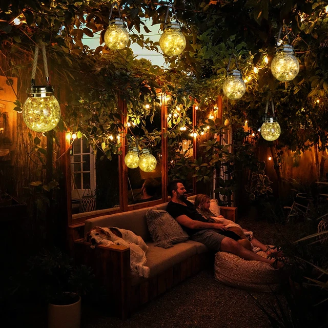 Alt view image 3 of 7 - ROSHWEY Solar Lantern, 2 Pack Outdoor Lanterns with 30 LED Waterproof Garden Decor Patio Solar Lights Outdoor Decorative Backyard Outdoor Hanging, Warm Light