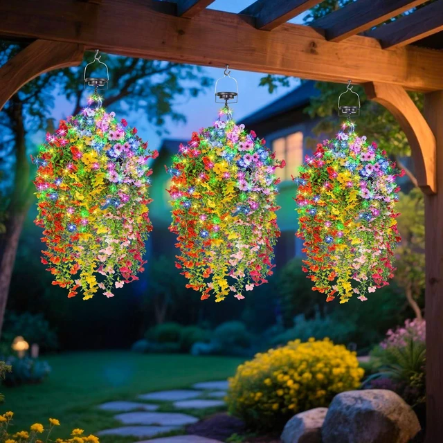 Alt view image 6 of 7 - GOESWELL Solar Hanging Flower Baskets 10 Inch for Outdoor Patio Garden