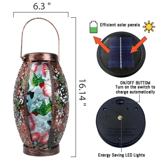 Alt view image 5 of 7 - Hanging Solar Lantern Waterproof Garden Light Hummingbird-New