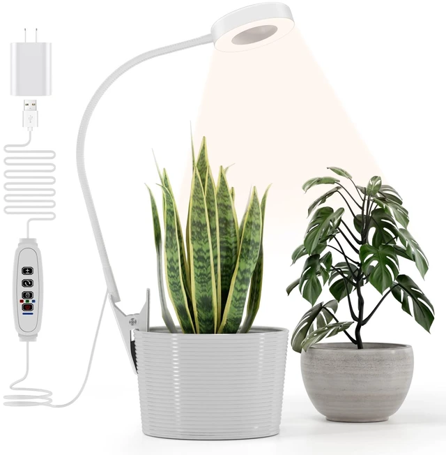 Main image of Grow Lights for Indoor Plants, Clip-On Plant Light, White 1 Pack