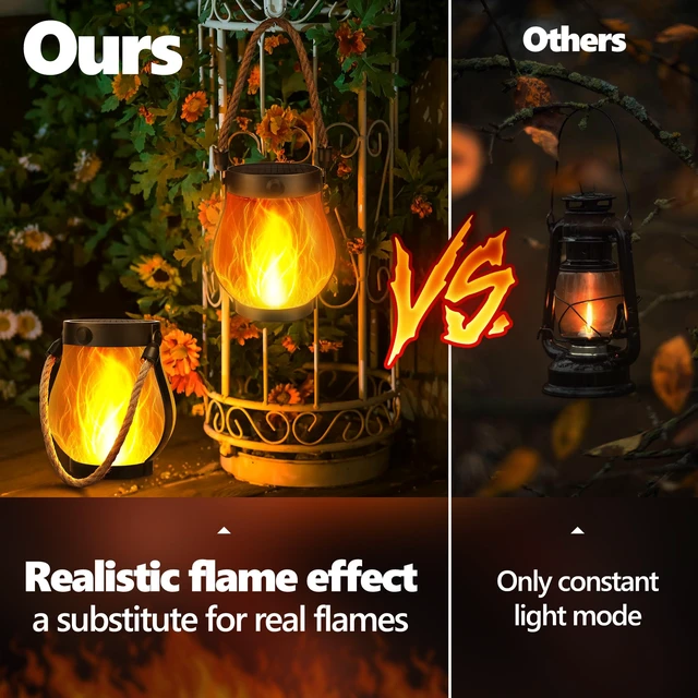 Alt view image 6 of 7 - iBaycon 2 Pack Gen2 Solar Lantern Lights USB Ultra-Real Flame, Warm White