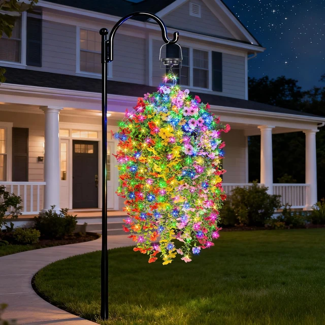 Alt view image 7 of 7 - GOESWELL Solar Hanging Flower Baskets 10 Inch for Outdoor Patio Garden
