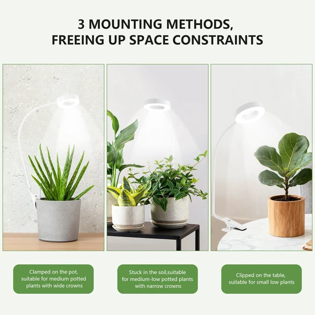 Alt view image 3 of 7 - Grow Lights for Indoor Plants, Clip-On Plant Light, White 1 Pack