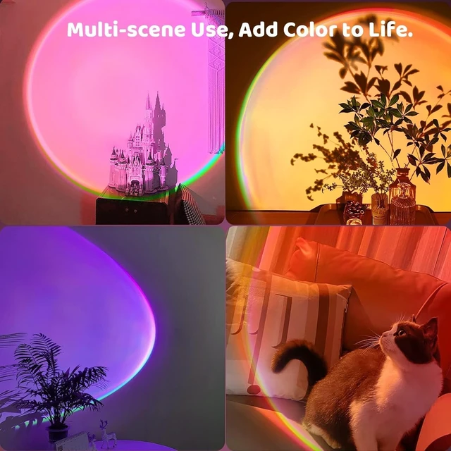 Alt view image 3 of 7 - Sunset Lamp, Sun Light Projector for Aesthetic Room Decor,RGB Color Changing Night Light Mood Lighting for Bedroom,Gifts for Girl Kid Adults, 360°Rotation LED Light for Party TikTok Live Photography