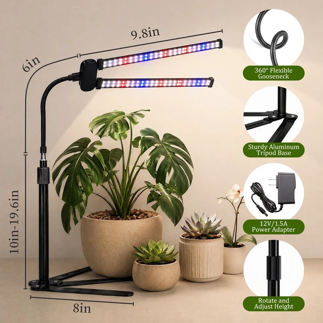Alt view image 3 of 7 - Grow Lights for Indoor Plants with 3 Lighting Modes, 4/8/12/18H Timer