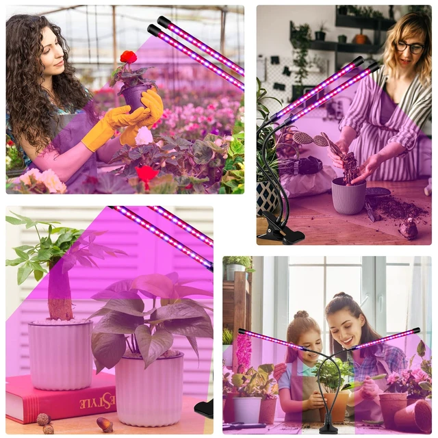 Alt view image 6 of 7 - Grow Lights for Indoor Plants, Full Spectrum Dual-Head Clip Plant Lights