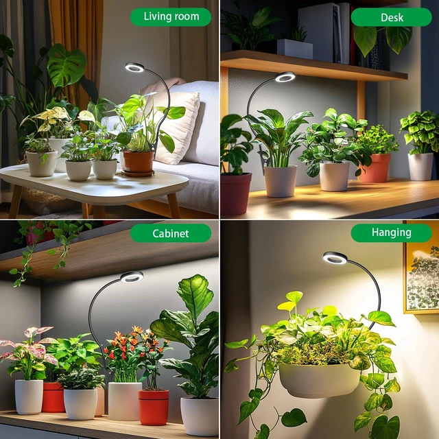 Alt view image 7 of 7 - Plant Light Black 2 Pack, Clip on Grow Lights for Indoor Plants