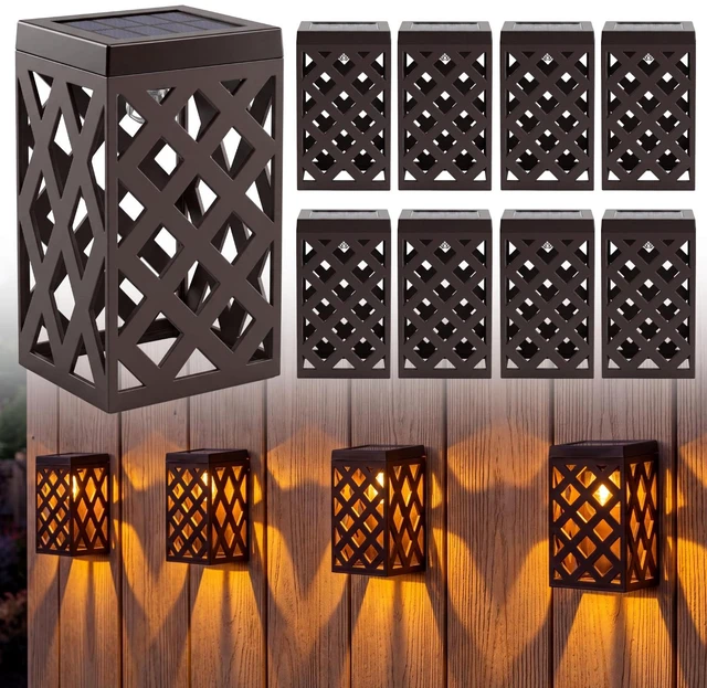 Main image of Solar Fence Lights Outdoor, 8 Pack Decorative Solar Lights with Warm Glow