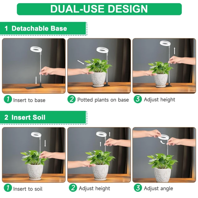 Alt view image 4 of 7 - Aokrean Grow Light, Full Spectrum Plant Lights for Indoor Growing with Base