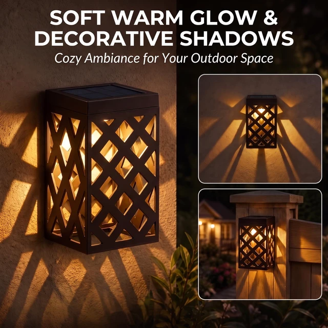 Alt view image 2 of 7 - Solar Fence Lights Outdoor, 8 Pack Decorative Solar Lights with Warm Glow
