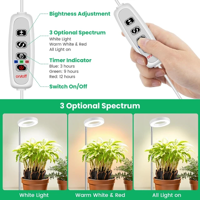 Alt view image 5 of 7 - Aokrean Grow Light, Full Spectrum Plant Lights for Indoor Growing with Base