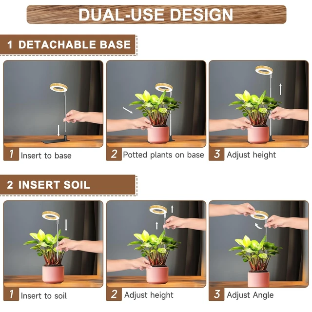 Alt view image 2 of 7 - Aokrean Grow Light, Full Spectrum Plant Lights for Indoor Growing with Base