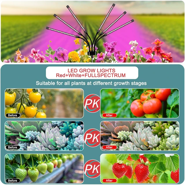 Alt view image 3 of 7 - Mefflypee Grow Lights for Indoor Plants, LED Grow Light Stand, Red White Full Spectrum Plant Lamp with Adjustable Tripod, Gooseneck, Suitable for Flowers Vegetables (Type B)