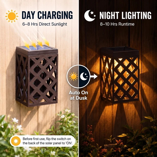 Alt view image 3 of 7 - Solar Fence Lights Outdoor, 8 Pack Decorative Solar Lights with Warm Glow