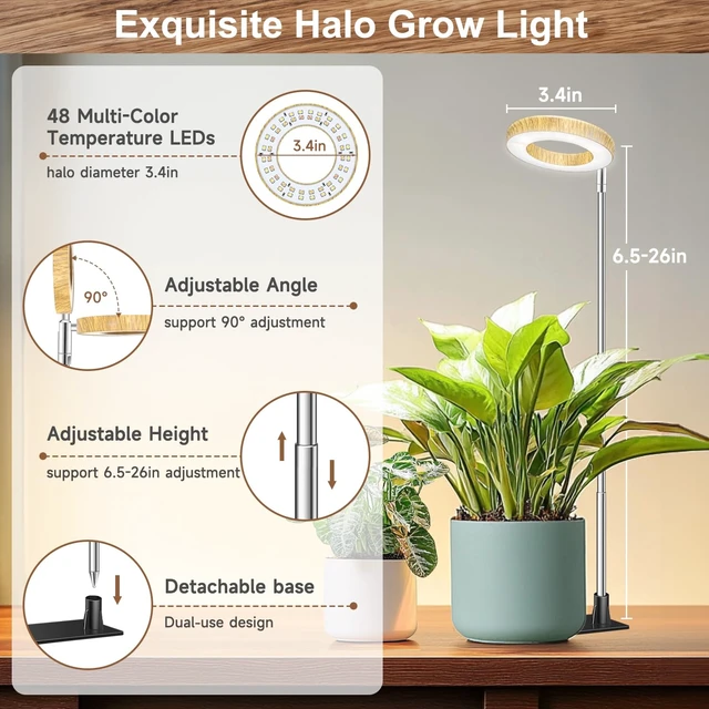 Alt view image 3 of 7 - Aokrean Grow Light, Full Spectrum Plant Lights for Indoor Growing with Base