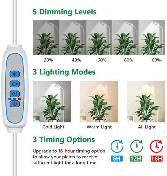 Alt view image 2 of 7 - Aumtrly Floor Grow Light Full Spectrum with 68" Stand for Tall Indoor Plant